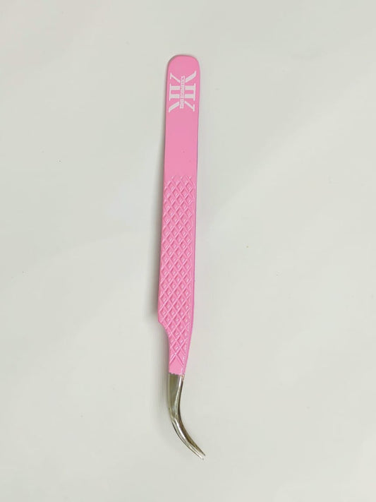 Curved tip diamond cut tweezers